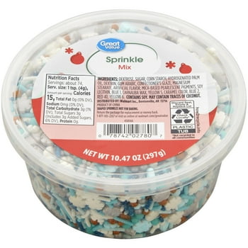 Great Value Blue and White Snowflake Winter Sprinkles Mix, 10.47 oz. Tub