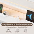thumbnail image 3 of Cama Sofa Individual de Metal con Trundle Ajustable (Plegable con Ruedas), Cabecera con Almacenamiento, Luz LED, Estación de Carga, Cama Sofa para Sala/Dormitorio/ (196 * 112.5 * 107cm) Blanco, 3 of 9