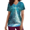thumbnail image 5 of Ailaofu Christmas Scrubs for Women Tops Plus Size Stretch Short Sleeve Nursing Scrub Shirts Cute Printed Holiday Uniform, 5 of 5