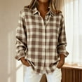 thumbnail image 2 of Aoiroe Womens Tops,Fashion Clothing,Tartan Plaid Blouse,Flannel Button Up Women,Shackets For Women 2025,Cute Tops For Women,Blouses For Women Dressy Casual,Khaki,3XL, 2 of 4