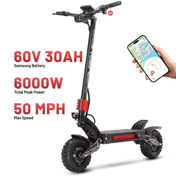 M YUME SCOOTER Raptor 6000W Motors Electric Scooter for Adults,50 mph Speed,60 Miles Range,60V 30Ah Battery,11" Foldable E-Scooter for Commuting,Off-road