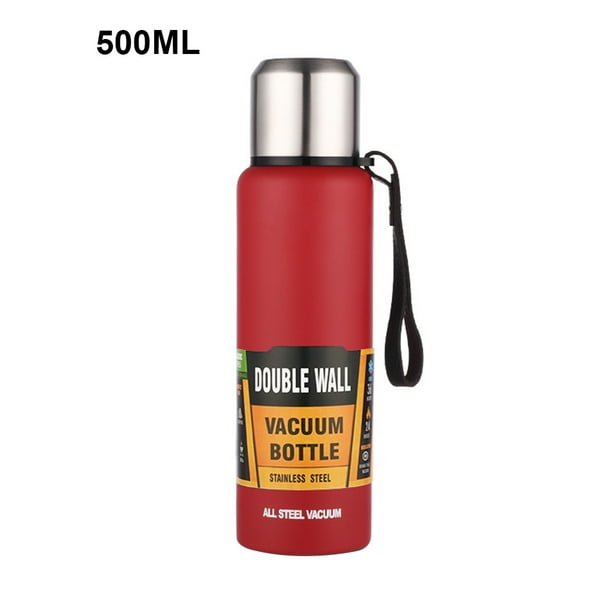 Taza de vacío 304, acero inoxidable, aislamiento, botella de agua, frasco, taza térmica portátil para deportes, rojo, 500 ml AweSitey HA006362-01
