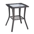 thumbnail image 6 of Tcbosik 2-Tier Side Table with Water Ripple Tempered Glass Top, All-Weather Wicker End Table w/ Open Shelf and Powder-Coated Steel Frame for Patio & Living Room, Gray, 6 of 9