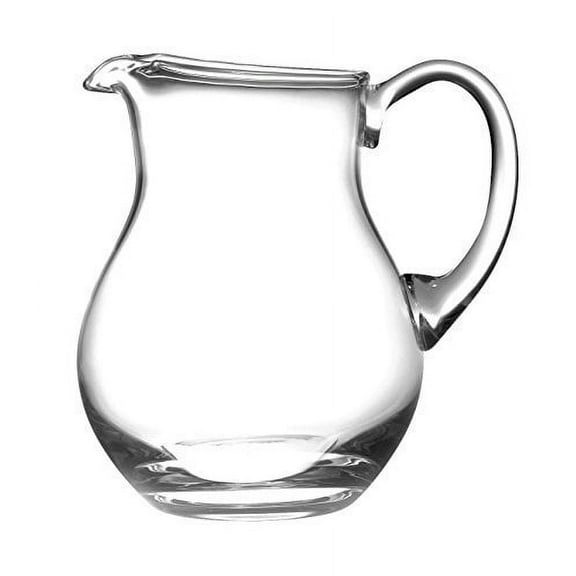 Barski Handmade Glass Water Pitcher with Handle, Round Clear Design with Spout and Ice Lip, 64 oz, Made in Europe