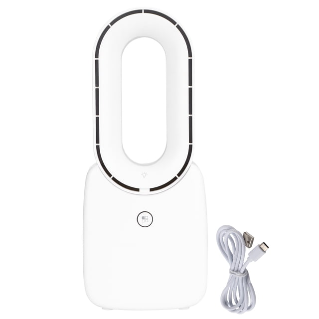 Ventilador sin aspas con luz Mini ventilador portátil de escritorio Carga USB para oficina en casa Blanco