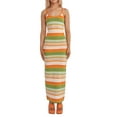 thumbnail image 1 of xiaxaixu Robe Tricotée Sexy pour Femmes, Robe Longue Moulante à Bretelles Spaghetti Sans Manches Patchwork Coloré Robes de Plage d'Été, 1 of 9