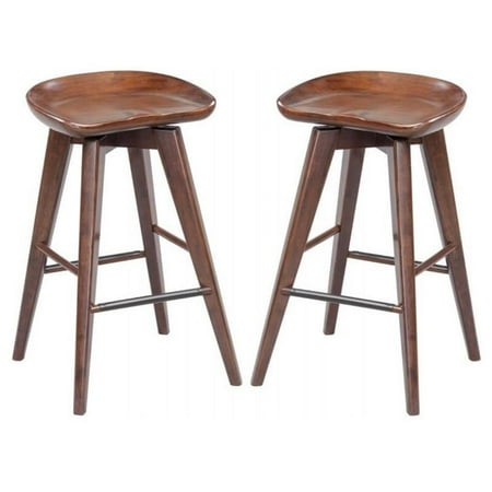 Home Square 24 Bali Swivel Stool in Natural Finish - Set of 2