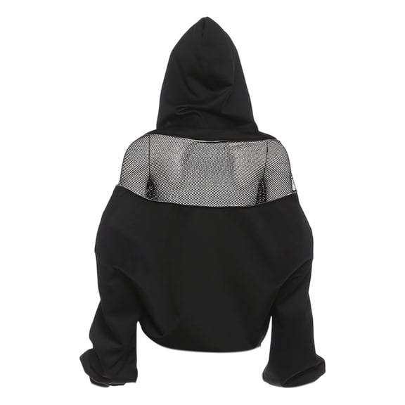 Tiweut Hoodies Women Streetwear Pullover Back Mesh Panel Loose Long Sleeve Sweatshirt Tops