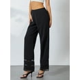 thumbnail image 6 of Women Spring Pajamas Trousers, Lace Patchwork Elastic High Waist Long Pants Nightwear Lounge Bottoms, 6 of 10