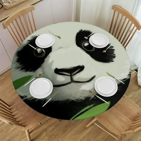 

Patifu Panda Bamboo Furry Art Waterproof Resistant Fabric Round Tablecloth 100% Polyester Ideal for Indoor and Outdoor Restaurants Weddings Parties - Stain-Resistant and Washable 31 -35