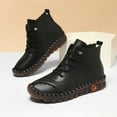 thumbnail image 2 of Fall Platform Combat Boots for Women with Rubber Sole Non Slip Casual Leather Mid Calf Walking Work Ankle Booties, 2 of 5