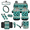 Distressed Turquoise Leopard Print with Aztec Geometric Border, variant on HUIACONG 14 Pack Deer Forest Scene Car Interior Set, Soft Touch Easy Installation Car Seat Cover Set, Suitable for Cars Auto Vehicles