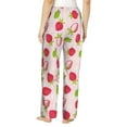 thumbnail image 3 of Qekee Hand Drawn Strawberry print Women Pajama Pants, 3 of 9