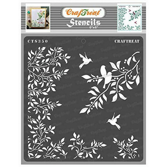CrafTreat Branch Leaf Stencil for Painting and Crafting - 6"x6"