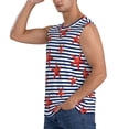 thumbnail image 3 of Fotbe Starfish Navy Blue Stripe Men's Camiseta sin Mangas Estampada para Hombres, Playera Casual para Gimnasio, Entrenamiento, Playa-Large, 3 of 7