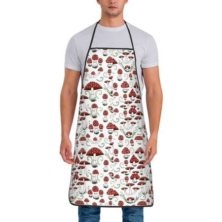 

Xecao Mushrooms 1 Print Funny BBQ Chef Aprons for Men Women Adjustable Kitchen Cooking Aprons with Pocket Waterproof Oil Proof No Pilling Fading