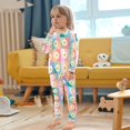thumbnail image 4 of FORMRS Long Sleeve Top and Pants Pajama Set for Niños 2-Piece Sleepwear, Sizes 18M-8Y, Pink Checkered Daisy, 4 of 6
