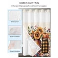 thumbnail image 2 of No Hook Cloth Fabric Shower Curtain with Snap in Liner, Fall Floral Waterproof Shower Curtains Set with See Through Top Window, Thanksgiving Autumn Sunflower Pumpkin Leaves Beige 72"x84", 2 of 6