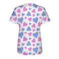 thumbnail image 3 of Blusa de manga corta con cuello en V para mujer, uniforme con bolsillos estampados para el Día de San Valentín Pompotops hkajfhjk459732, 3 of 3