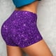 thumbnail image 4 of Fotbe Purple Glitter Shorts Sin Costuras – Shorts Deportivos de Cintura Alta para Mujer, Elásticos para Gimnasio, Yoga, Running o Ciclismo-XX-Large, 4 of 8