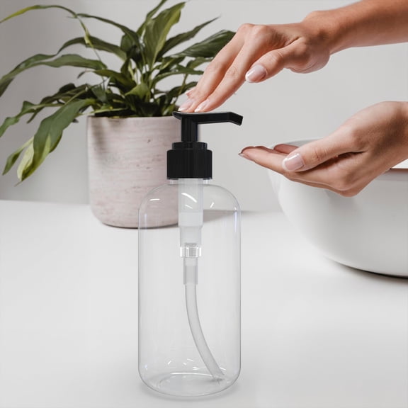 LAIOWEI Refillable Lotion Pump Bottles, Plastic Soap Dispenser Containers, Shampoo Liquid Storage Bottles, Travel Bathroom Pump Bottles for Home Use Clear 1Pcs