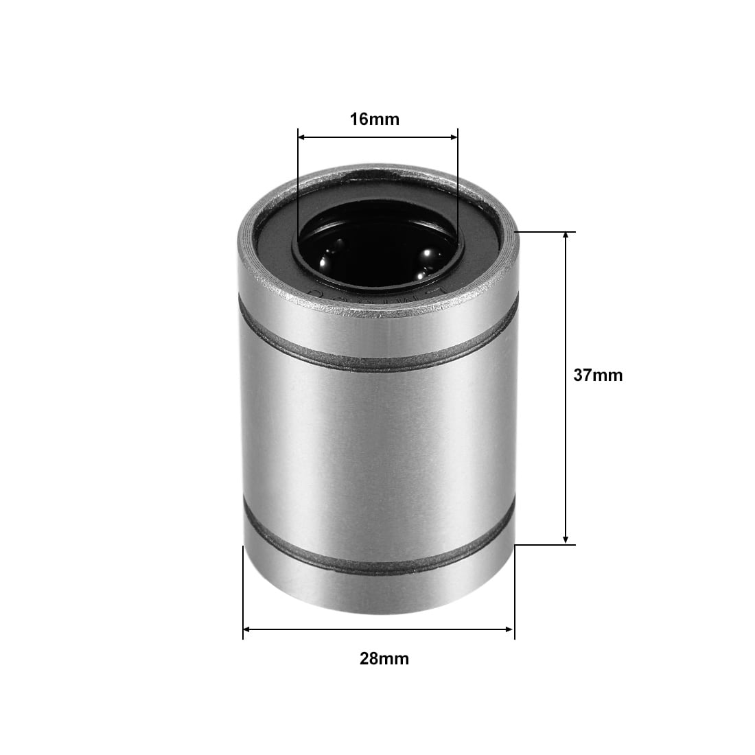 37mm Length with Double Side Rubber Seal Great for CNC,3D Printer 4 Pcs LM16UU Linear Ball Bearings,16mm Bore Dia 28mm OD 