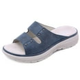 thumbnail image 5 of Summer Leather Slipper Simple Rivet Sporty Wedge Plus Size Slipper for Women, 5 of 6