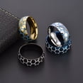 thumbnail image 4 of PAMTIER Men's Stainless Steel 8MM Retro Hip Hop Domed Luminous Glow Sport Soccer Ball Pattern Biker Ring European and American Style Black Size 10, 4 of 6