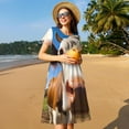thumbnail image 4 of Balery Blue Sky Meadow Cute Cow Vestidos sueltos de manga corta para mujer, vestidos de verano 2025, vestidos casuales de corte A con vuelo., 4 of 6