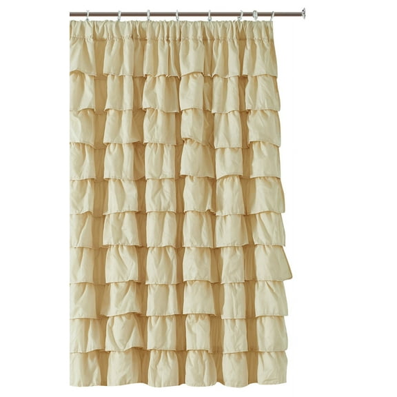 Ruffled ivory Fabric Shower Curtain