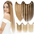 thumbnail image 1 of MY-LADY Invisible Wire in Human Hair Extensions Highlight Secret Fish Line Headband No Clips Hairpiece Straight 16-22Inches for Women, 1 of 8