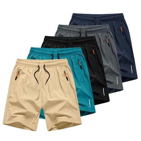 Makaor 3-15T Boys Lounge Shorts with Pockets 5 Pack Drawstring Quick Dry Mid Waist Straight Leg Short Elastic Waist Solid Baggy Summer Outfits Black 13-14T