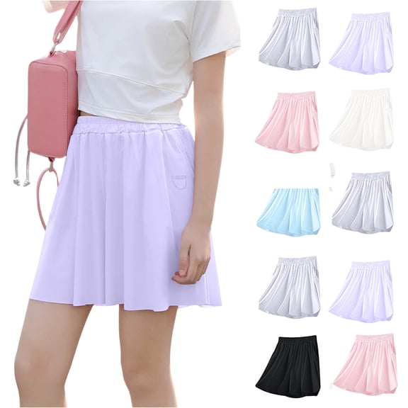 CCRFTGI Flowy Shorts for Kids Girls Butterfly Size 10-12 Athletic Pleated Tennis Mini Skirts with Shorts for Girls Dance Summer Shorts Gym Yoga Golf Skorts with Pockets Gray 9-10 Years