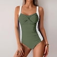 thumbnail image 4 of Zpanxa Plus Size V Neck One Piece Swimsuit for Women Push Up Padded Sleeveless Swimwear Solid Color Bathing Suit, 4 of 5