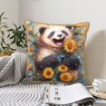 thumbnail image 4 of KLL Elegant Cute Panda Sunflower Decorative Throw Pillow Covers Velvet Soft for Couch Sofa Bedroom Living Room Outdoor (No pillow core)- 16"x16", 4 of 5