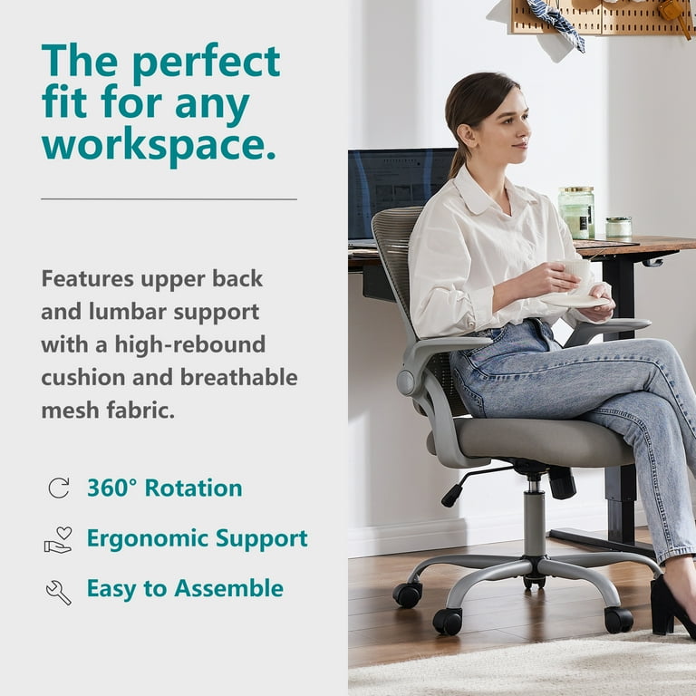 edx Ergonomic Office Chair, Mesh Desk Chair with Flip up Arms and