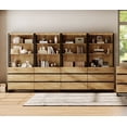 thumbnail image 2 of WAMPAT 4-Piece Modern 72" Tall Library Bookcases with 12 Drawers & Open Shelves, Wood Freestanding Bookshelves with Storage Cabinet & Metal Base for Home Office & Living Room, Oak, 2 of 6