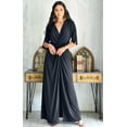thumbnail image 2 of KOH KOH Long Sexy V-Neck Short Sleeve Slit Flowy Cocktail Evening Bridesmaid Wedding Guest Party Summer Tall Dressy Maxi Dress Gown For Women Slate Gray Grey XX-Large US 18-20 NT290, 2 of 7