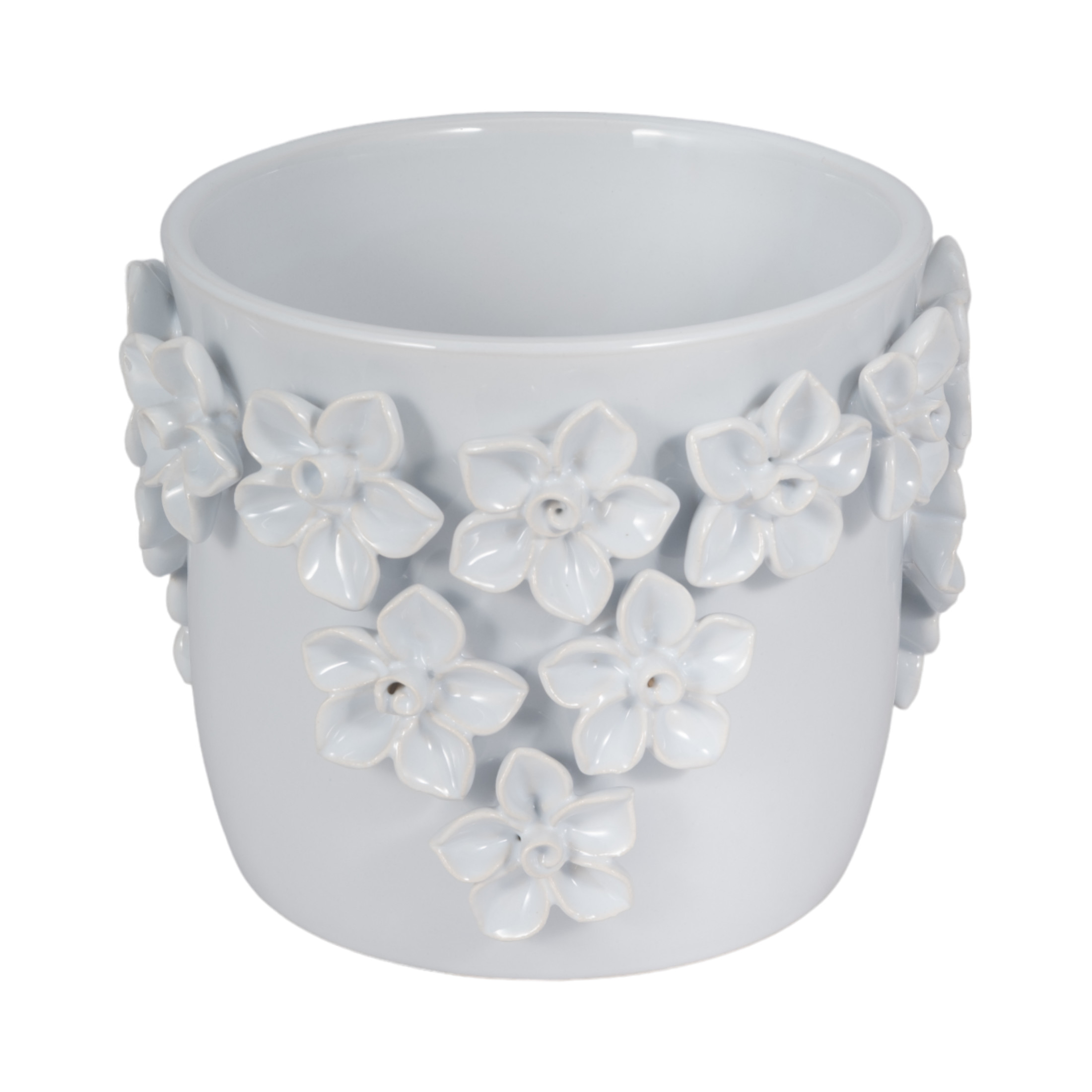 Ceramic Floral Planter for Home Decor - Decorative Flower Pot for Outdoor and Indoor Plant Styling - Ideal Plant Pot for Entryway Table, Patio Display, and Living Room Decor - 7", White