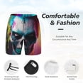thumbnail image 3 of Yiaed Modern Abstract Colorful Skull A Print Mens Swim Trunks Bathing Suit Compression Liner Beach Swim Shorts Swimwear Quick Dry Zipper Pocket No-Chafing Board Short-Medium, 3 of 6