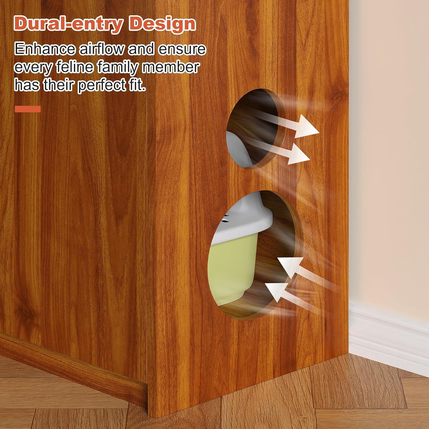 Winkalon Cat Litter Box Enclosure Furniture Wood Cat Hidden Washroom Farmhouse Storage Side Table Barn Door, Brown