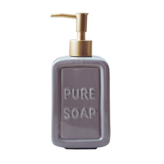 Soap Dispenser, Refillable Lotion Dispenser For Bathroom Vanity Countertop, Ceramic Shampoo Dispenser-Grey-475ml/16.8oz