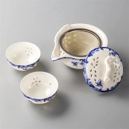 1 Pot 2 Cup Blue And White Porcelain Travel Elegant Tea Set Beautiful And Easy Teapot Kettle