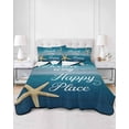 thumbnail image 3 of Summer Starfish Full Size Down Alternative Comforter, Lightweight Comforter Quilt Bedding Set with Pillow Shams Blue Wood Grain Ombre Coastal All Seasons Bed Comforter Duvet Insert 78"x90", 3 of 7