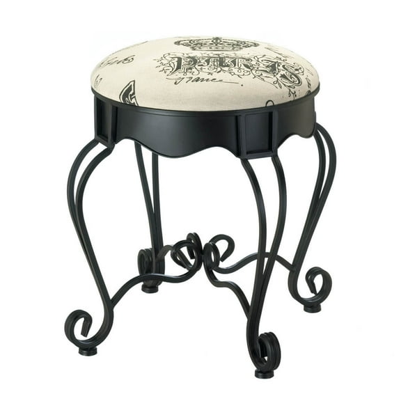 Zingz & Thingz 20.5" Black and Ivory White Royal Paris Stool