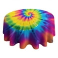 thumbnail image 4 of Rainbow Tie Dye Mandala Pattern Round Tablecloth 60"x60",Wrinkle Wipeable Table Cloth for Kitchen Dining Room Picnic Patio Party, 4 of 6