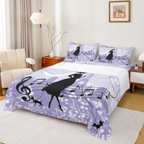 Feelyou Elegant Paris Girl Full Size Sheets, Chic Melody Music Bed Sheets, Fashion Eiffel Tower Sheet Sets, Lightweight Room Decor, 4pcs