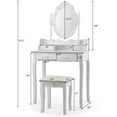 thumbnail image 2 of Gymax Makeup Vanity Dressing Table Set w/10 Dimmable Bulbs Cushioned Stool White, 2 of 10