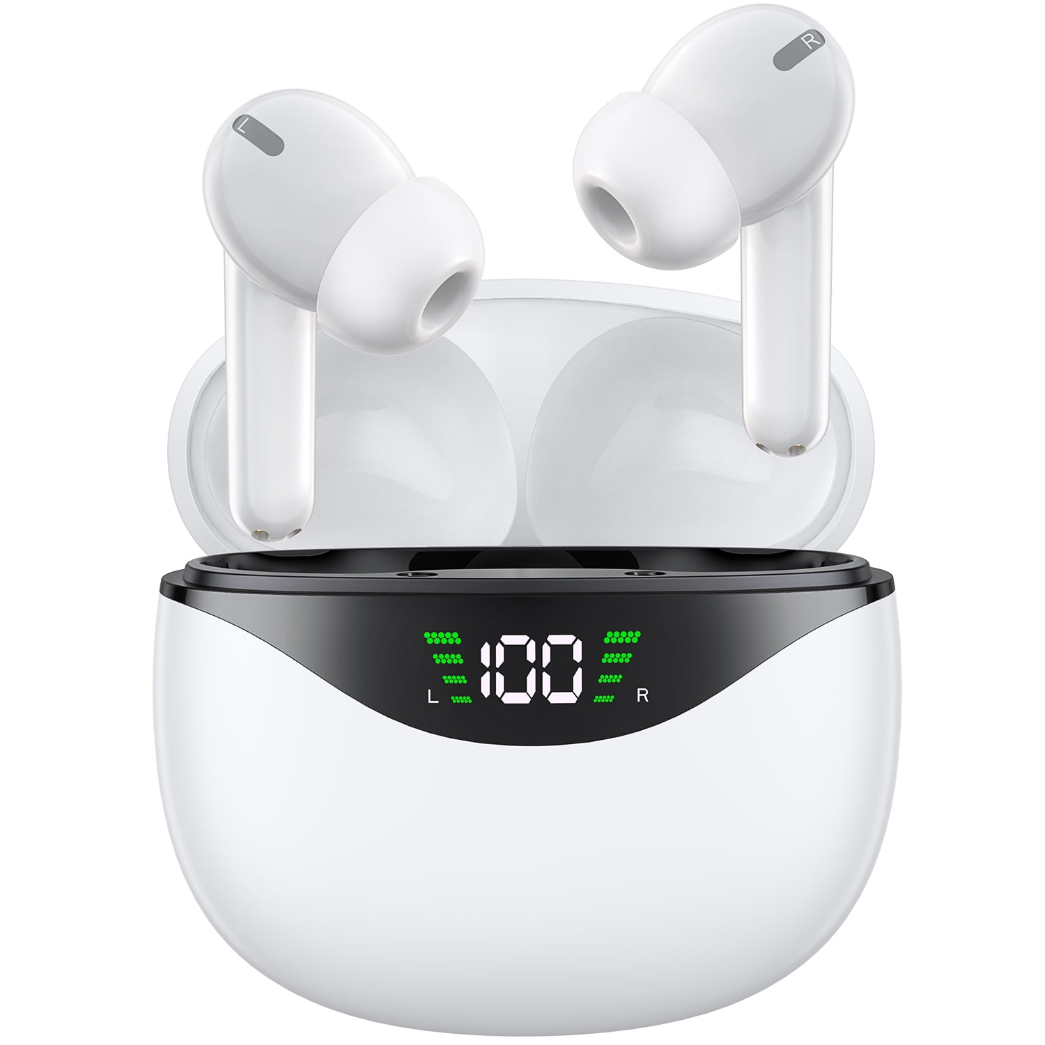 Wireless Earbuds, Bluetooth 5.1 Headphones 30Hrs Playtime with USB-C Fast Charging Case, IPX7 Waterproof Earphones, TWS in Ear Stereo Headset Built-in Mic for iPhone/Android (White)