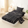 thumbnail image 2 of Homewish Aesthetic Lines Twin Sheets,Modern Abstract Bedding,Black Brown,3 Pieces,1 Fitted Sheet and 1 Pillowcase, 2 of 6